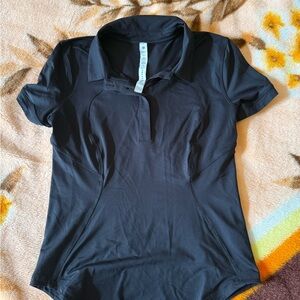 Lululemon Women's Black Short Sleeve Polo Top